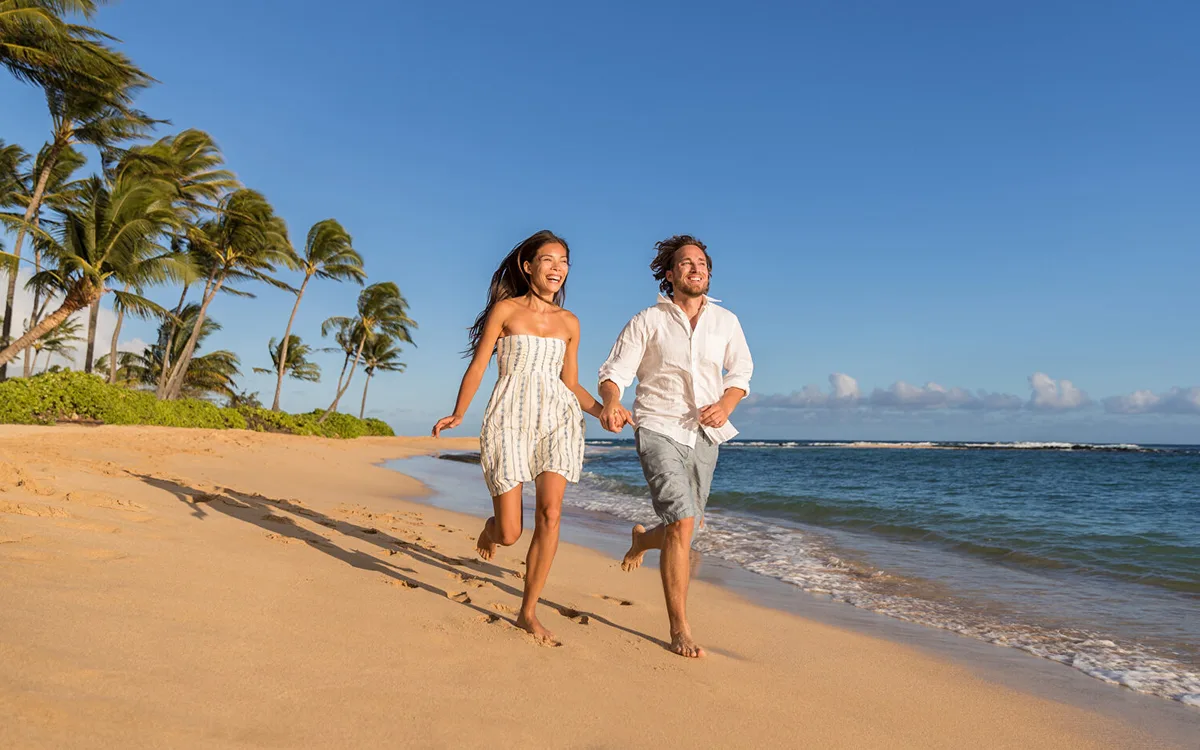 Couple in love on the beach in Punta Cana