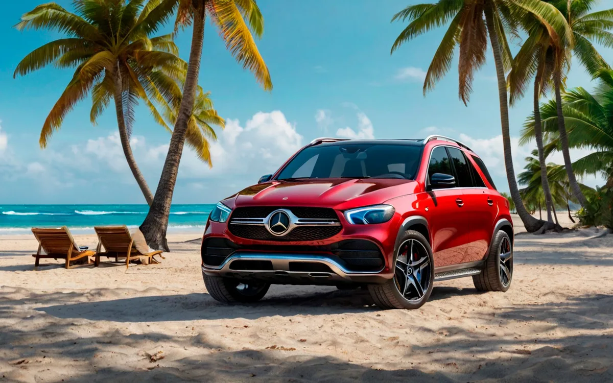 A luxury car on the beach of Punta Cana