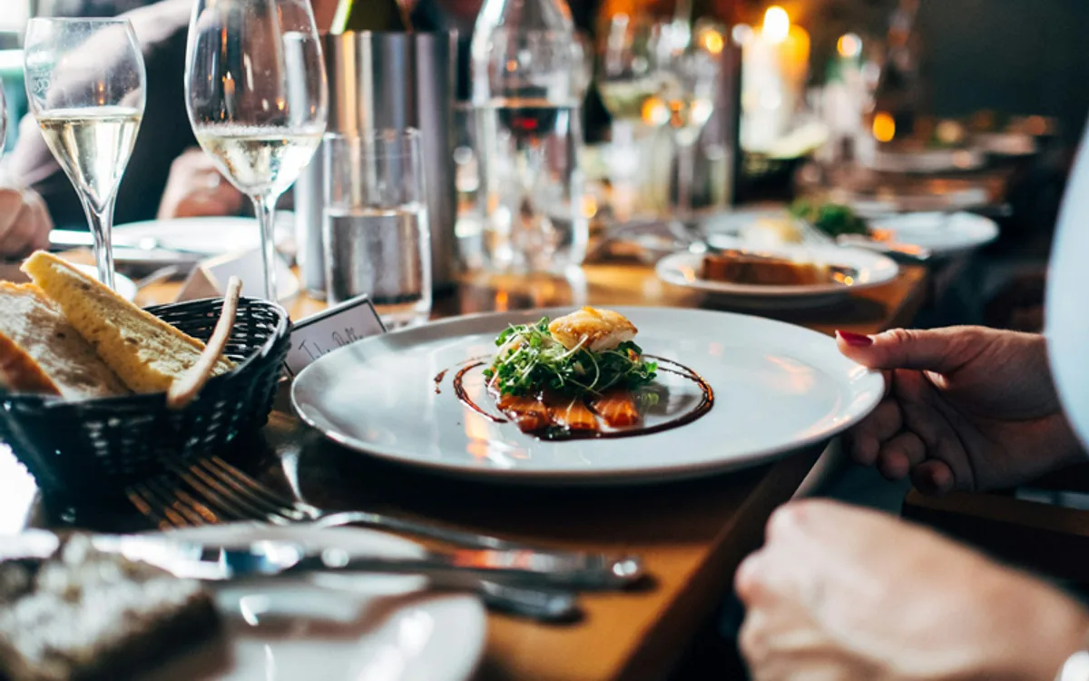 Gourmet meal and white wine in Bavaro
